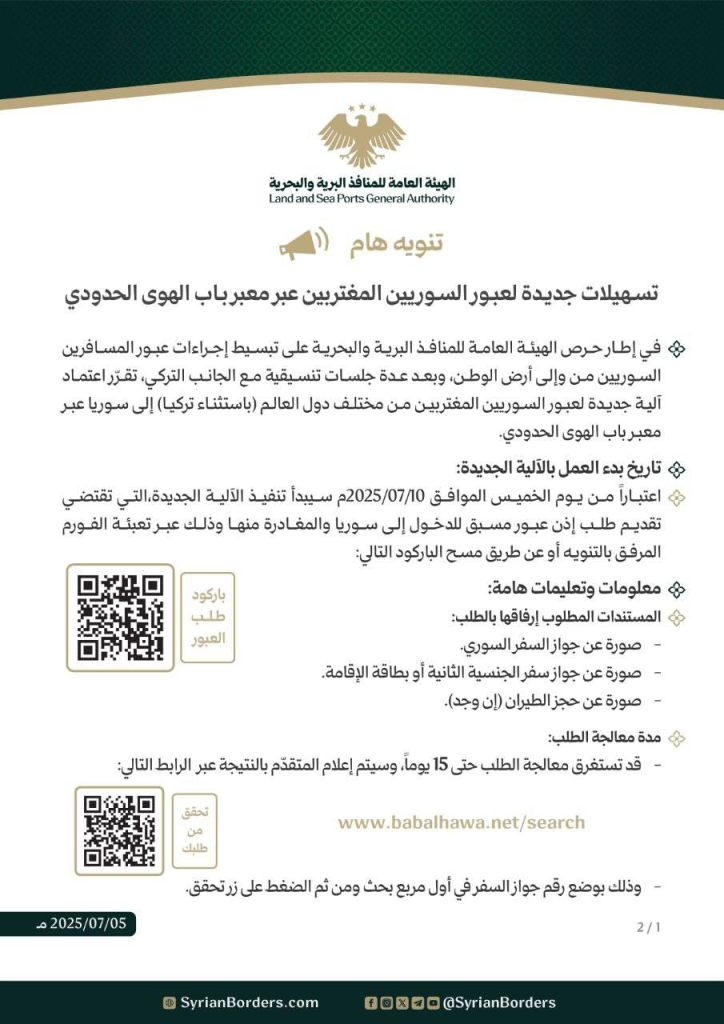 بدء تنفيذ الآلية الجديدة للدخول من باب الهوى